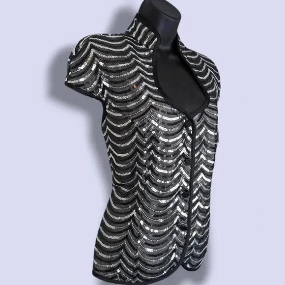 Cartise Vintage Cap Sleeve Sequin Evening Top - Picture 3 of 6